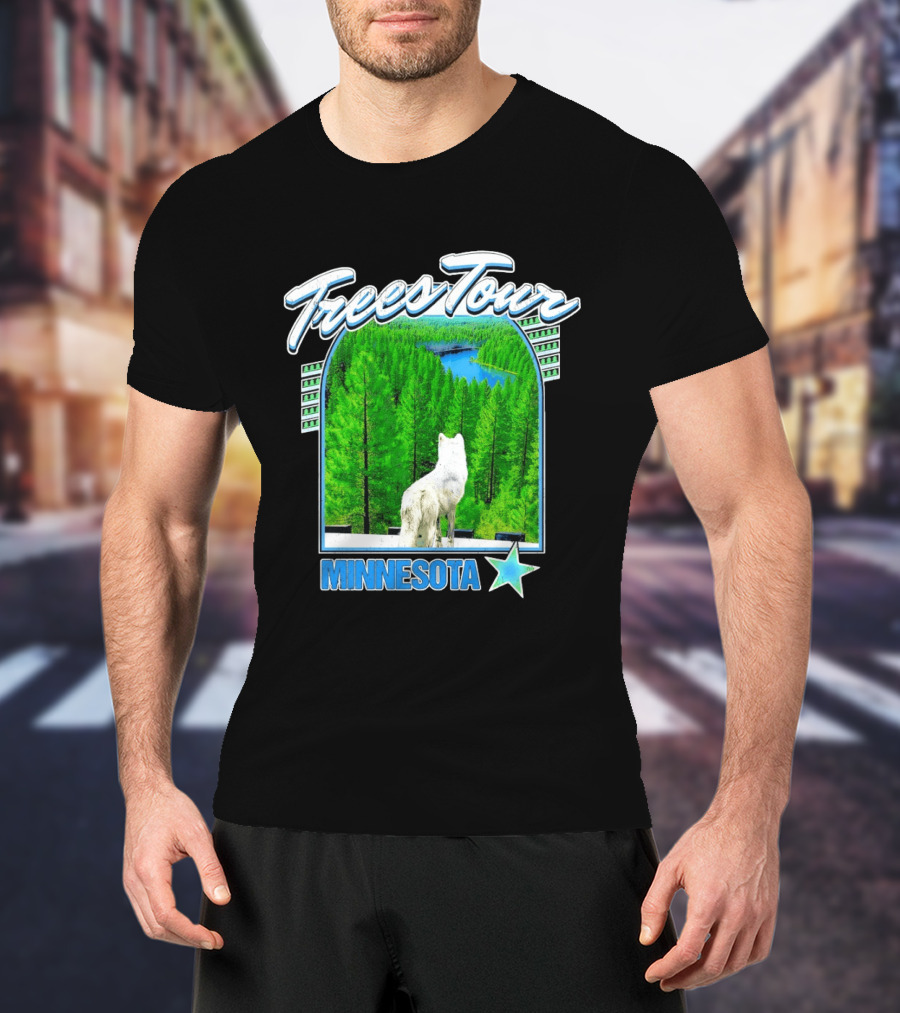 Frees Tour Minnesota Timberwolves Forest Wolf Lake Scenery T-Shirt