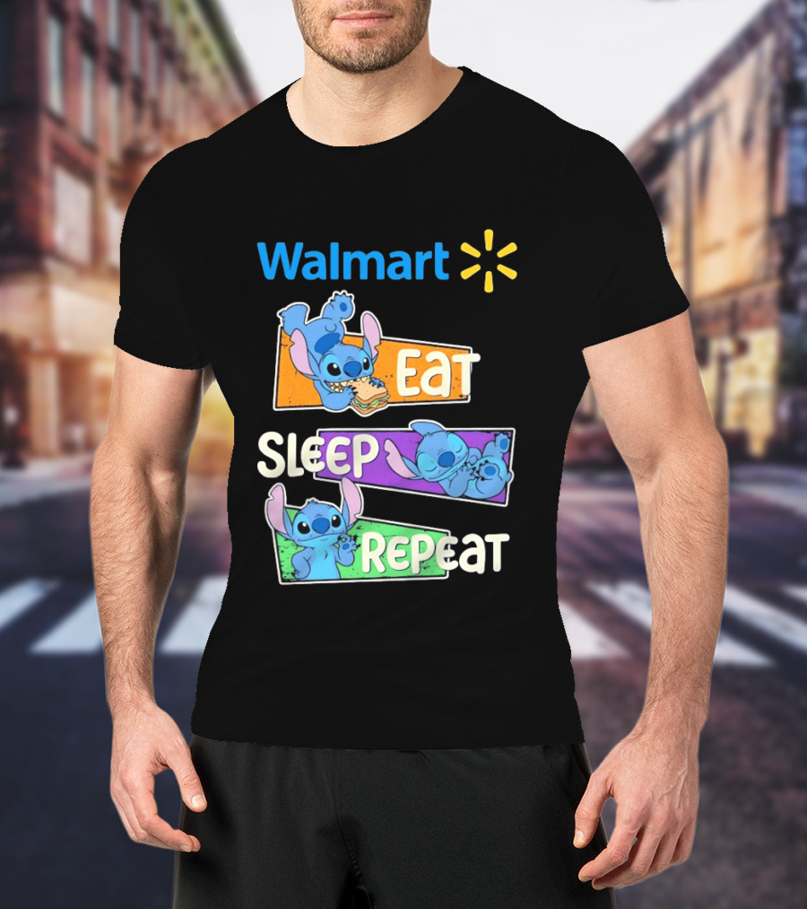 Walmart Stitch Eat Sleep Repeat T-Shirt