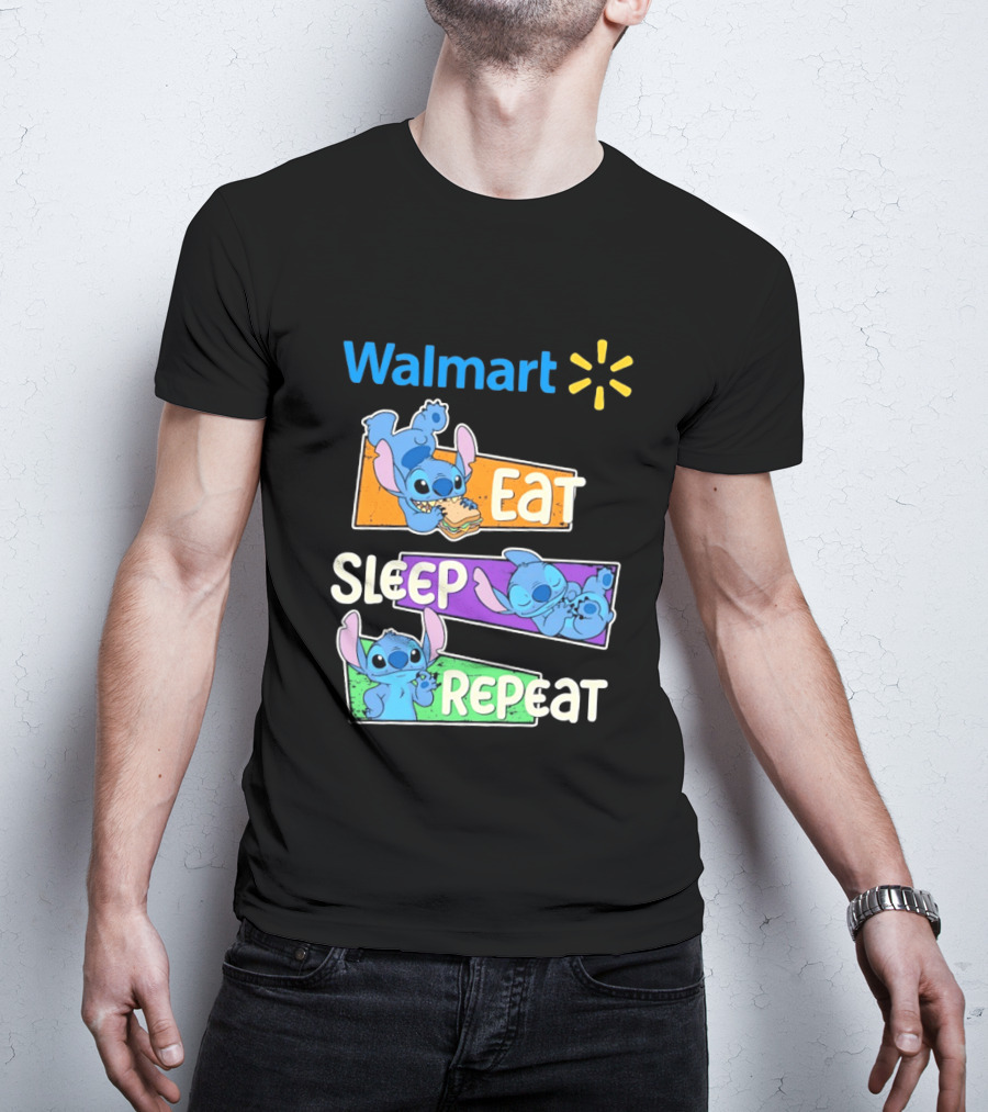 Walmart Stitch Eat Sleep Repeat T-Shirt