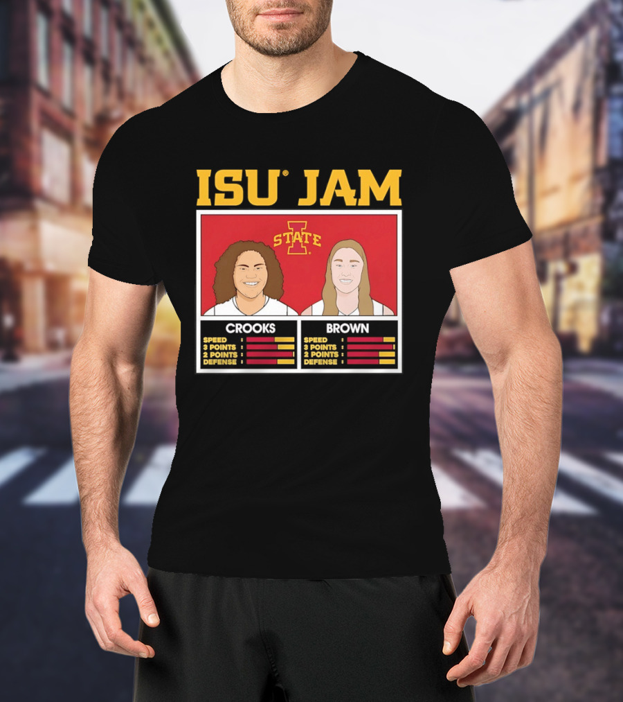 ISU Jam Iowa State Crooks Brown Basketball Stats T-Shirt