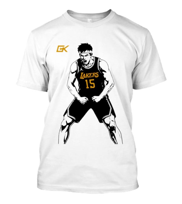 Austin Reaves 15 Lakers Cartoon Basketball Pose T-Shirt