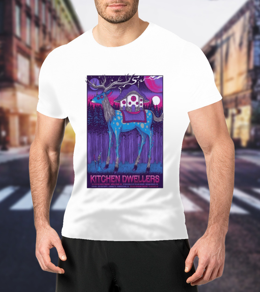 Kitchen Dwellers California Tour February 2026 Mystic Deer T-Shirt