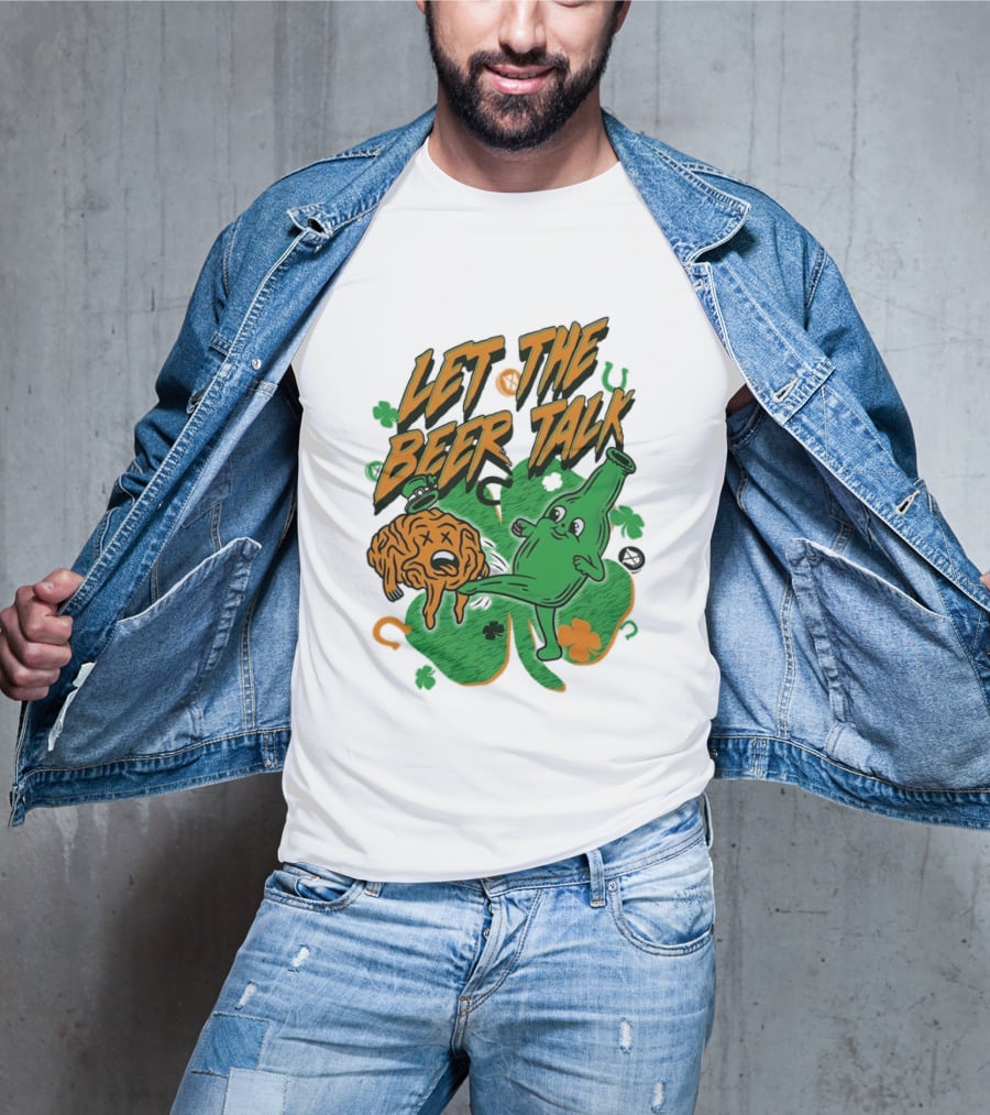 Let The Beer Talk St. Patrick's Day Brain Shamrock Bottle T-Shirt