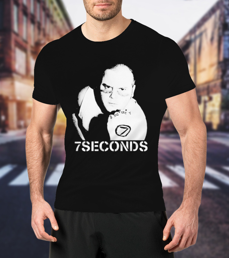 7 Seconds Society SBG White Text Fighter Pose T-Shirt
