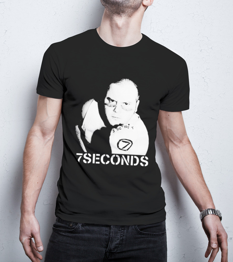 7 Seconds Society SBG White Text Fighter Pose T-Shirt