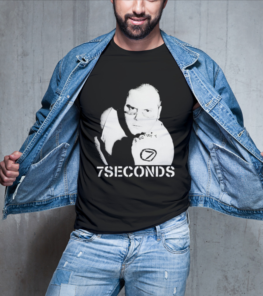 7 Seconds Society SBG White Text Fighter Pose T-Shirt