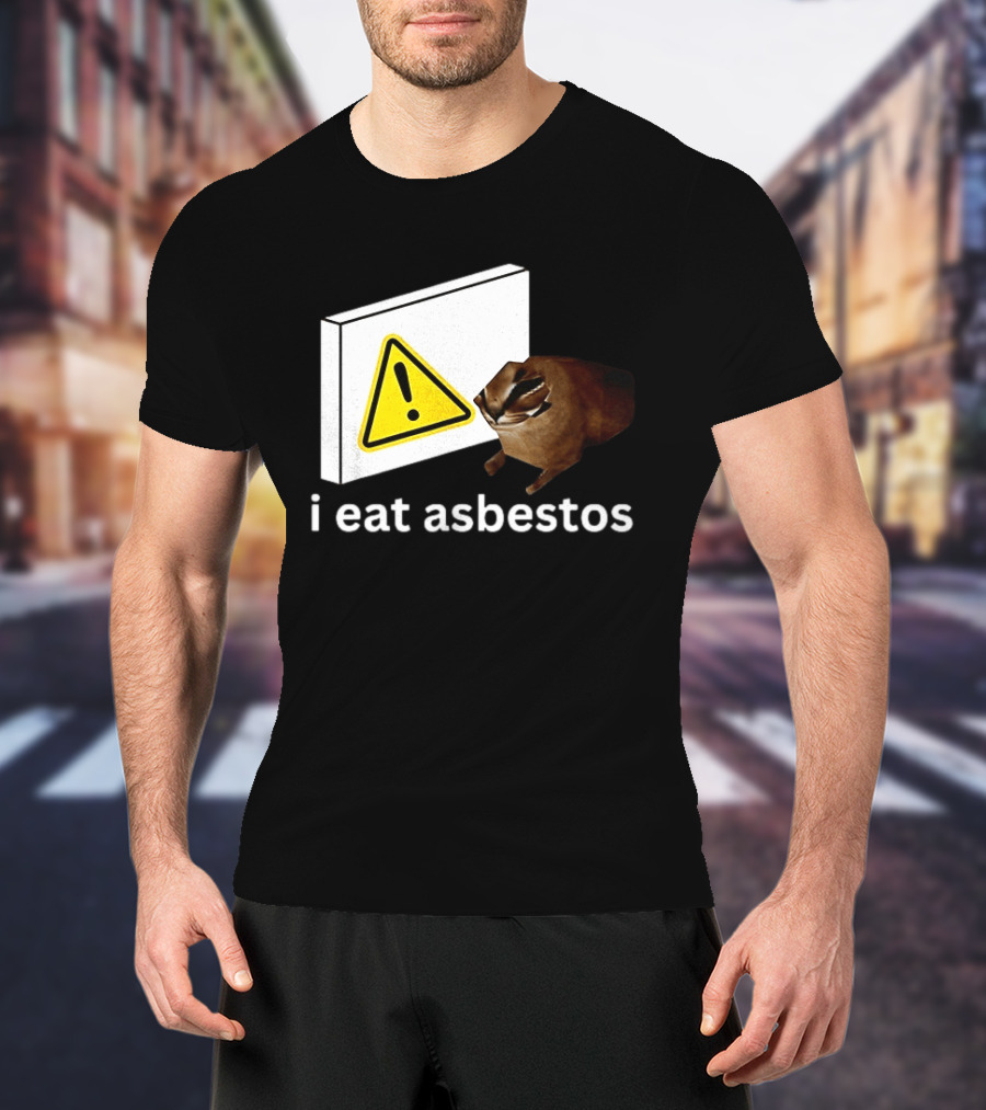 I Eat Asbestos Warning Sign Cat T-Shirt