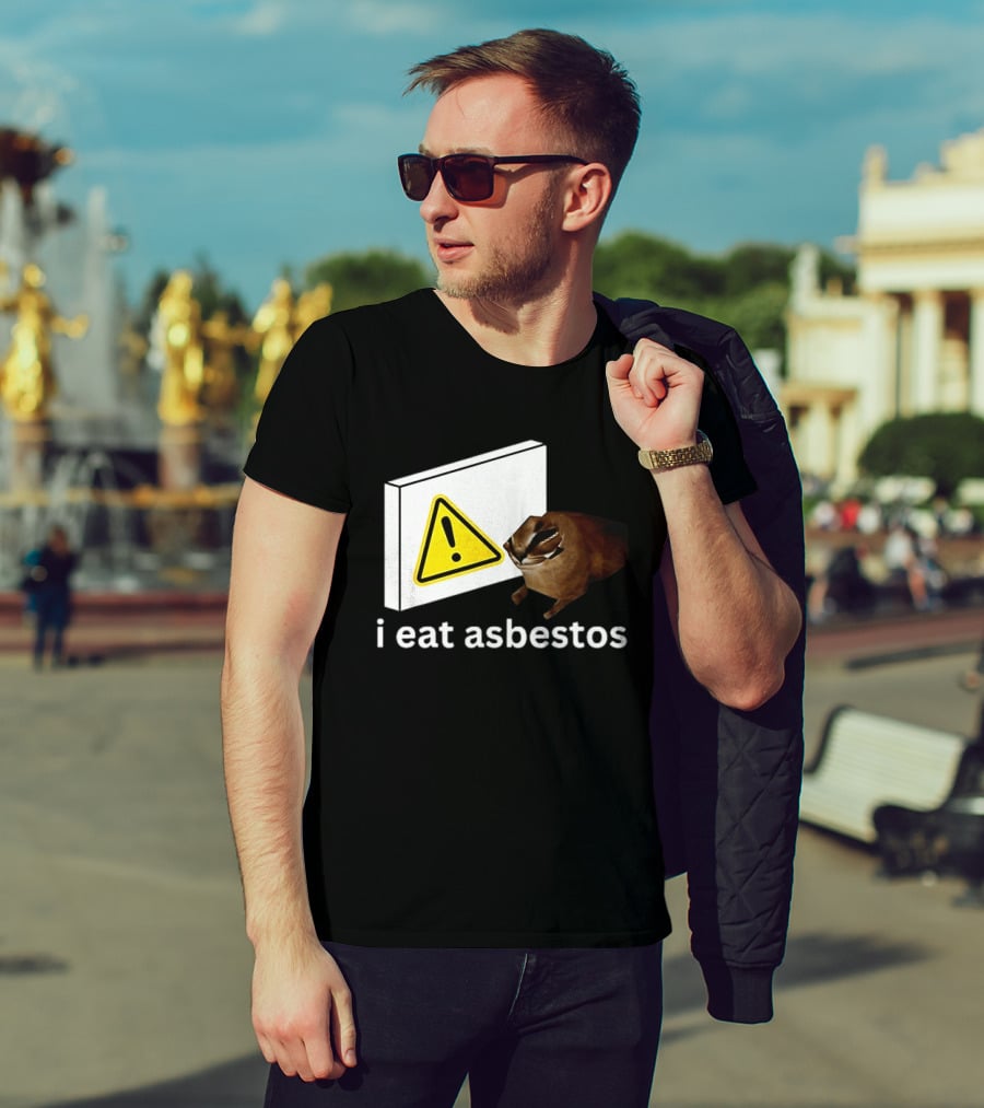 I Eat Asbestos Warning Sign Cat T-Shirt