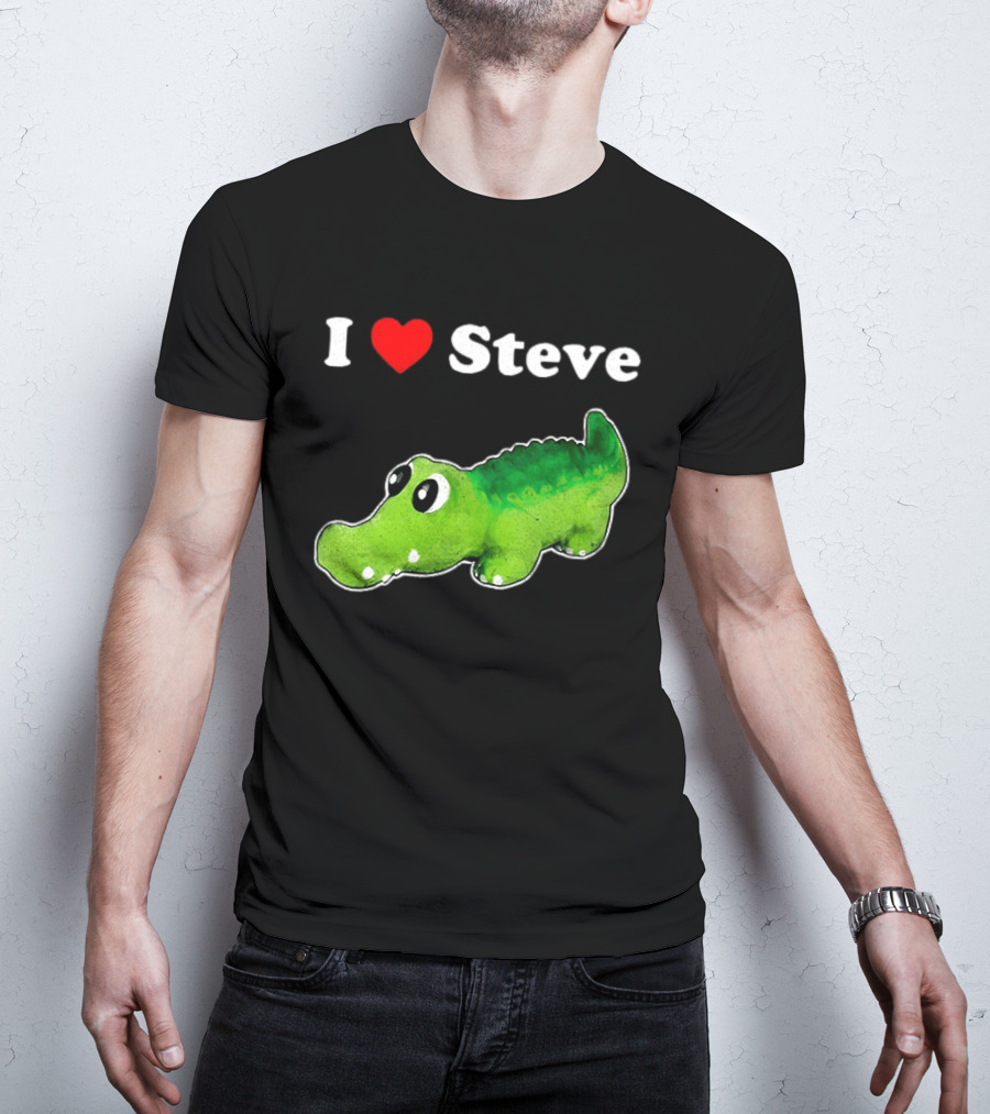 I Love Steve Cute Green Cartoon Gator T-Shirt