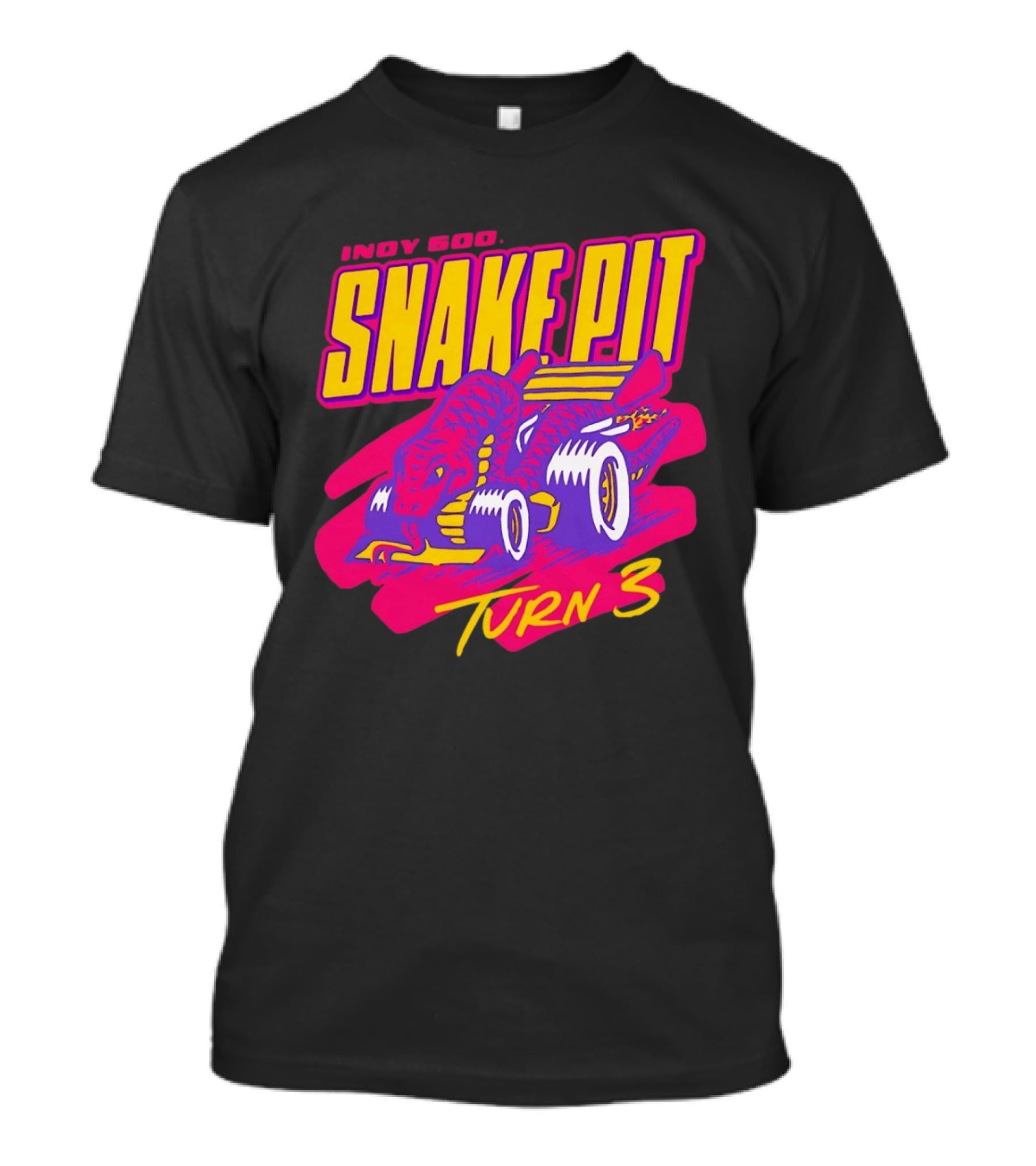 Indy 500 Snake Pit Turn 3 Racing Car With Snake T-Shirt