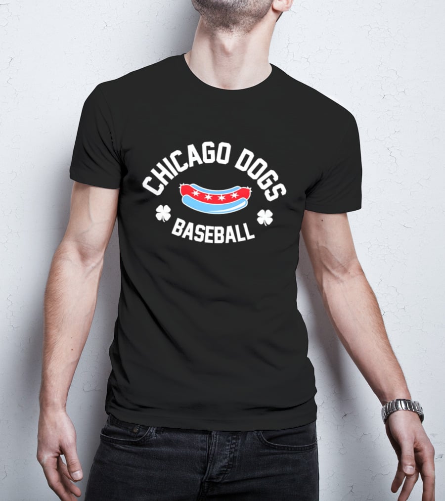 Chicago Dogs Baseball Hot Dog Stars And Clovers T-Shirt