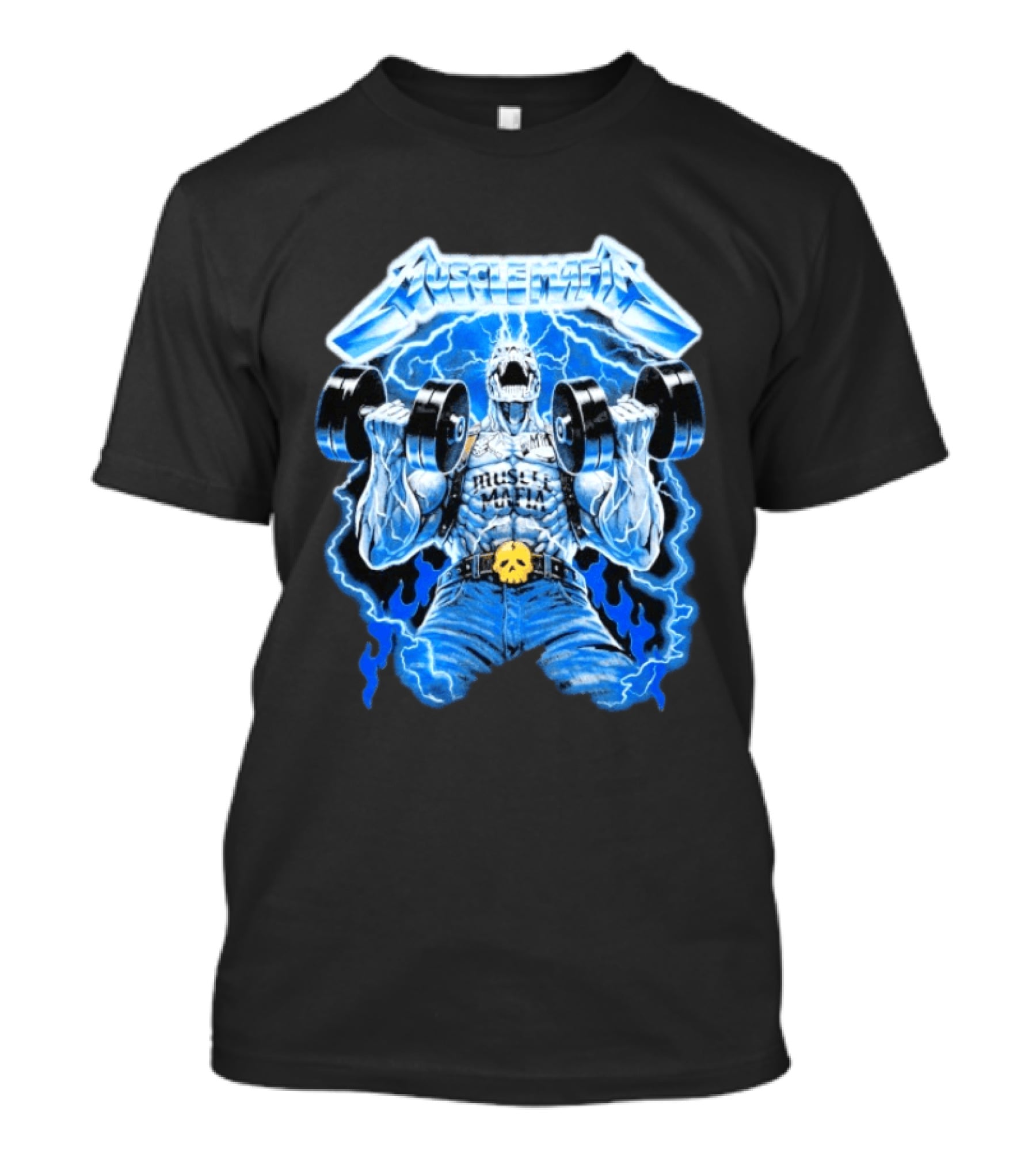 Muscle Mafia Hell's Dumbbells Lightning Blue Intensity Warren Lotas T-Shirt