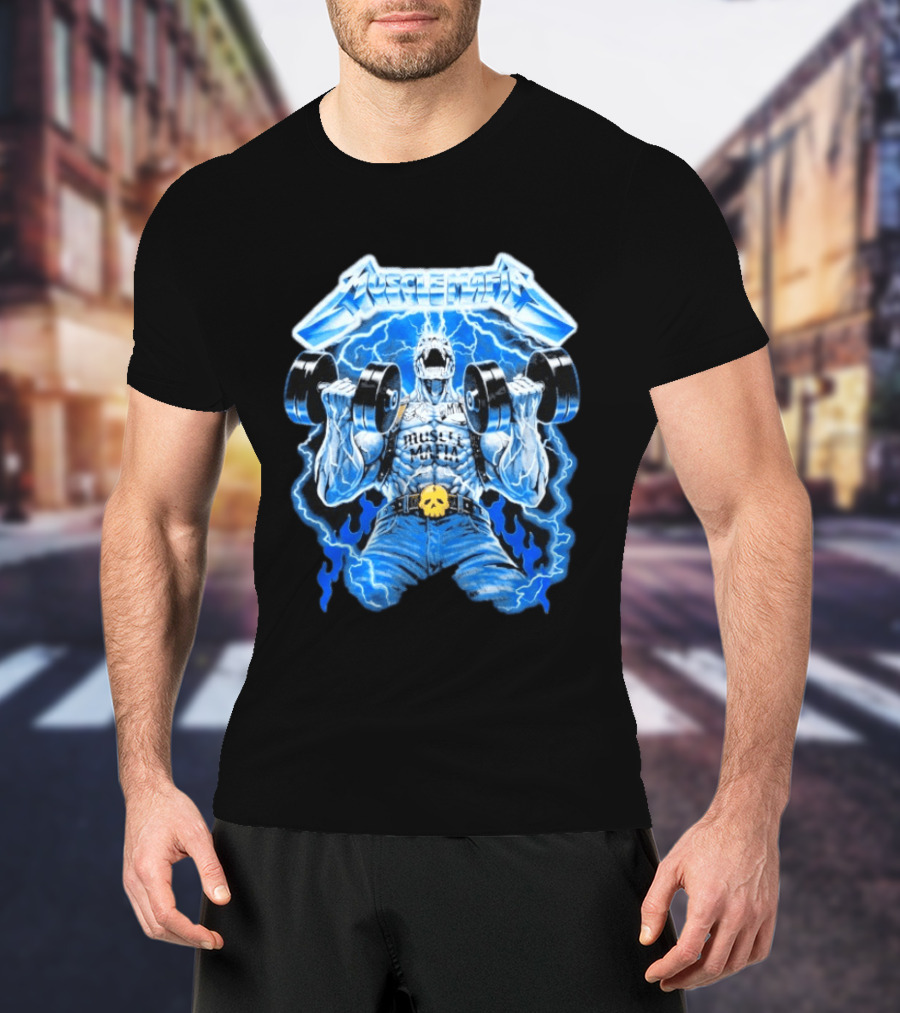 Muscle Mafia Hell's Dumbbells Lightning Blue Intensity Warren Lotas T-Shirt