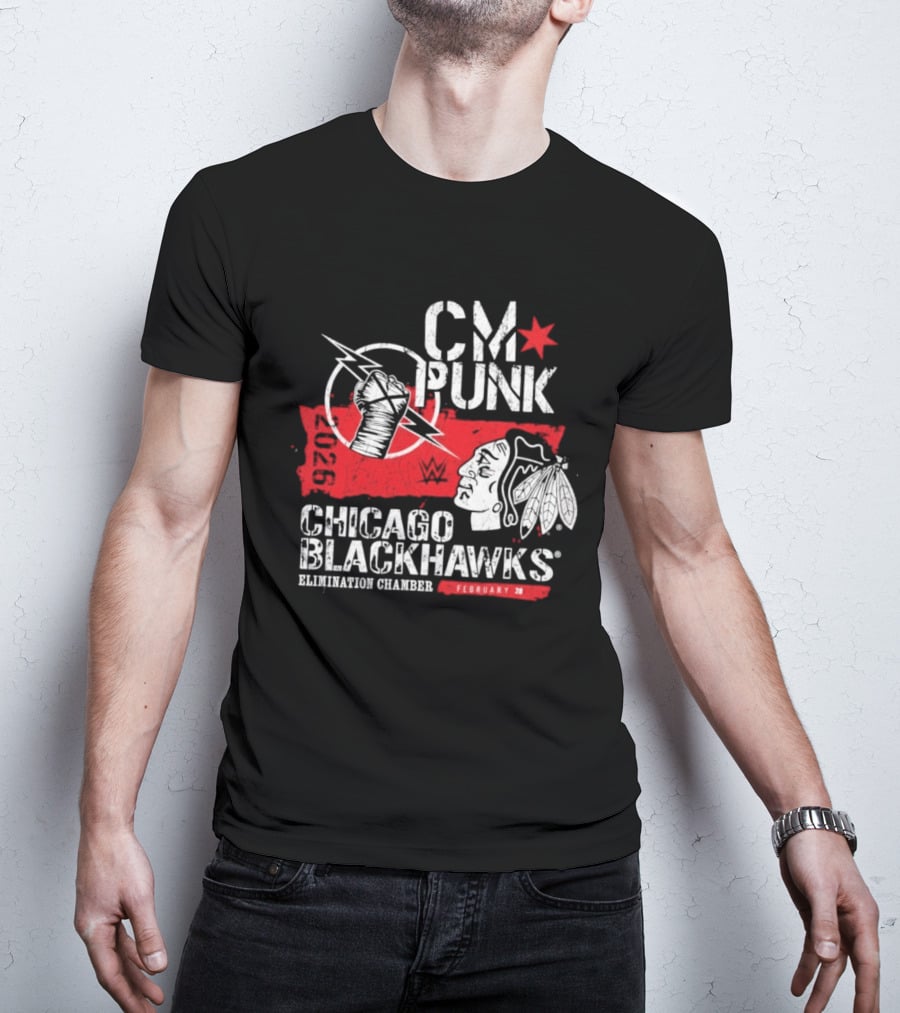 CM Punk Chicago Blackhawks Elimination Chamber February 28 T-Shirt