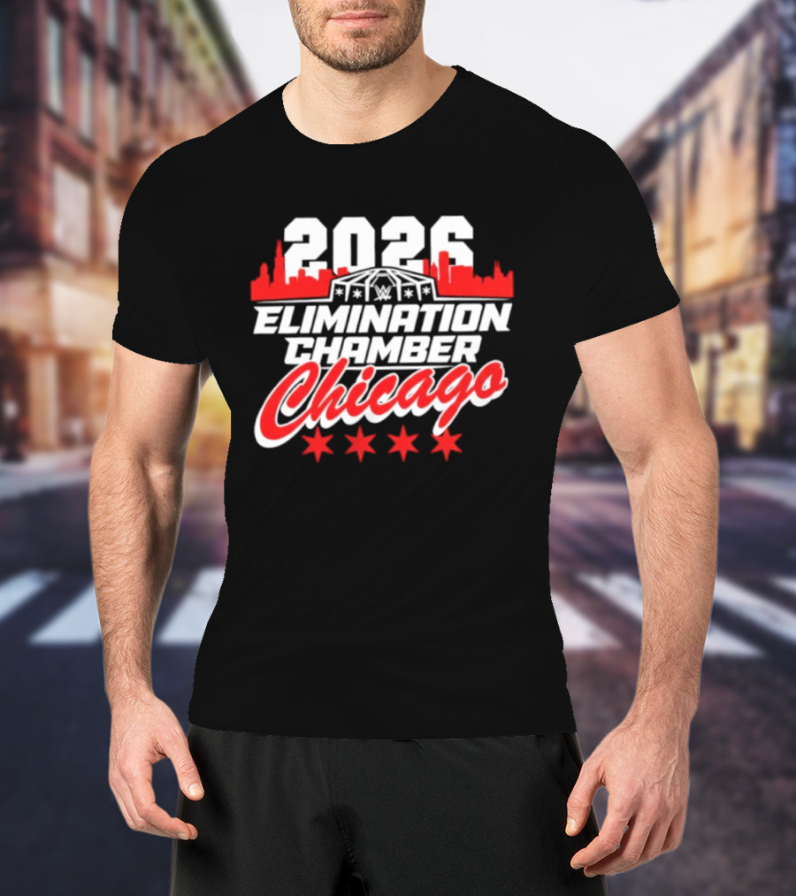 2026 Elimination Chamber Chicago Event Skyline Four Stars T-Shirt