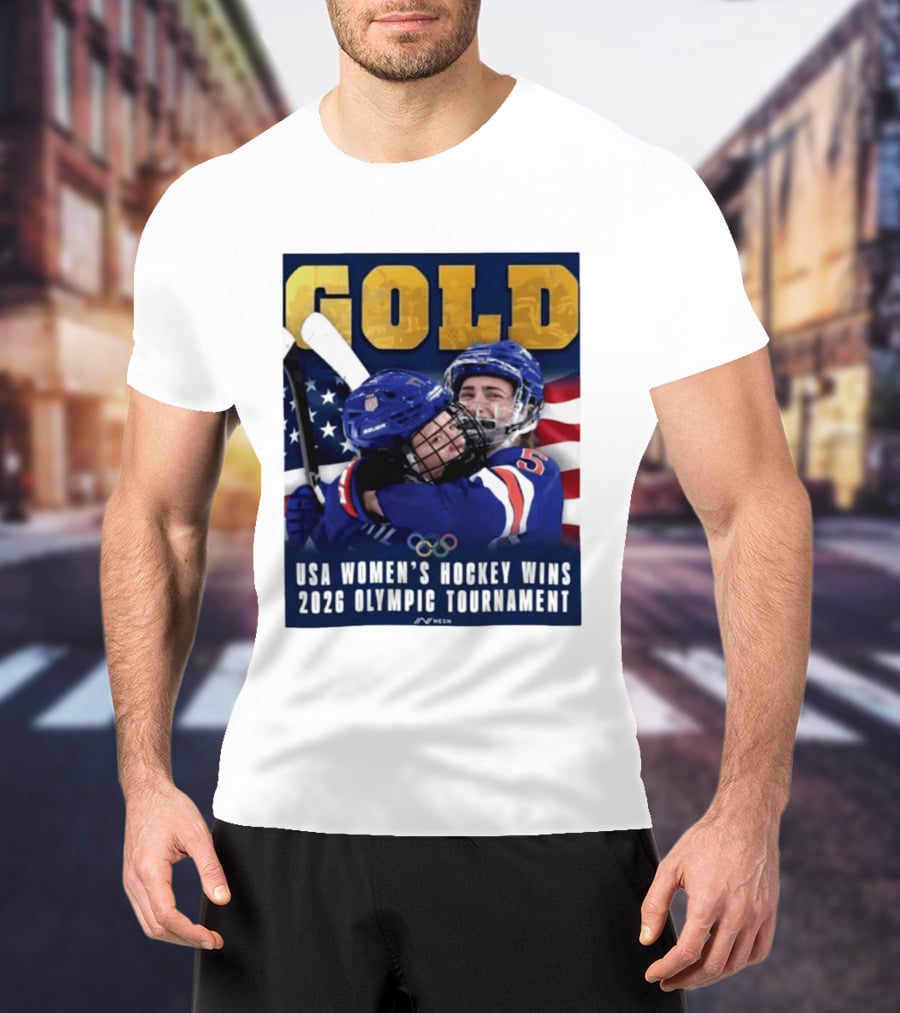 Gold USA Women's Hockey Victory 2026 Olympic Champions T-Shirt