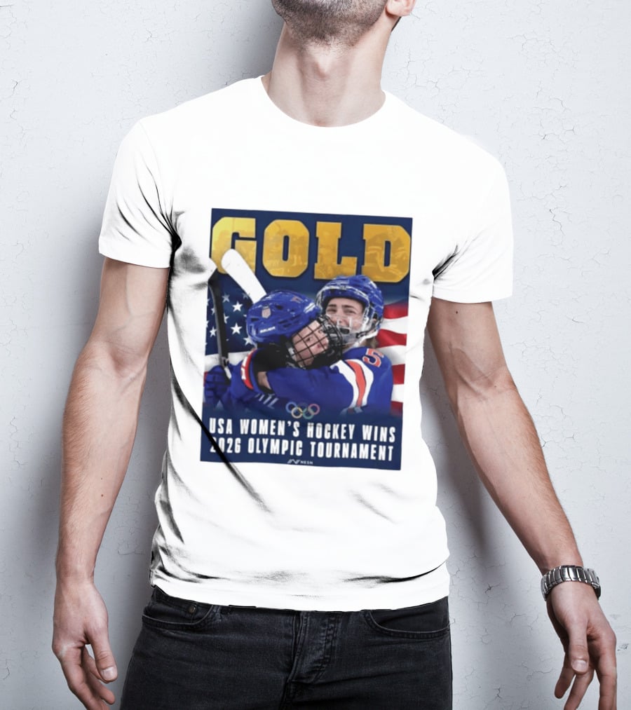 Gold USA Women's Hockey Victory 2026 Olympic Champions T-Shirt