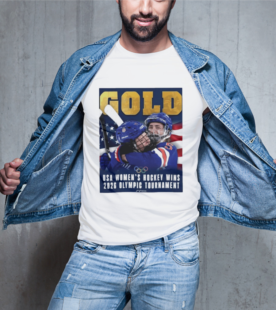 Gold USA Women's Hockey Victory 2026 Olympic Champions T-Shirt