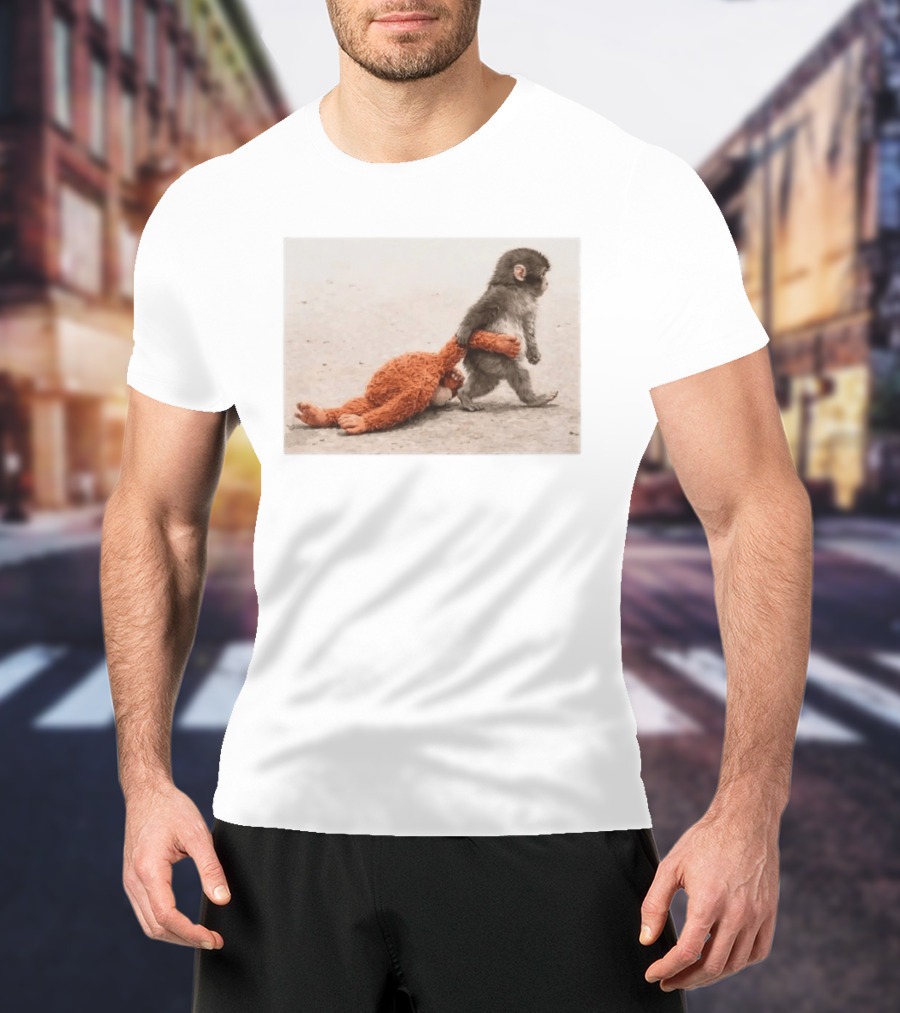 Punch The Monkey Carrying Stuffed Toy Monkey T-Shirt