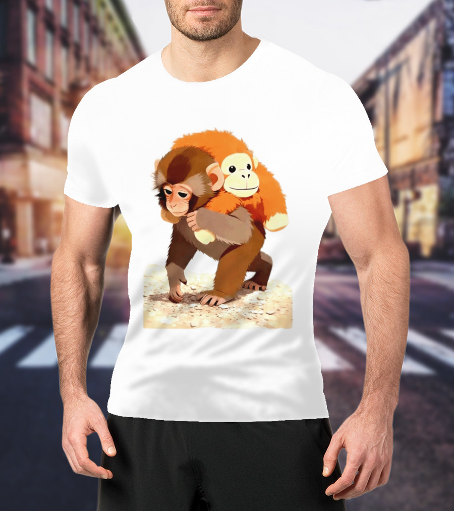Save Punch Baby Monkey Plush Lonely Monkey Holding Toy T-Shirt