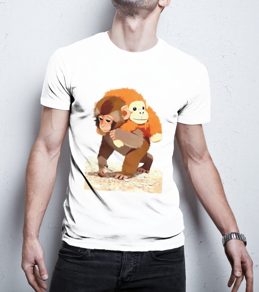 Save Punch Baby Monkey Plush Lonely Monkey Holding Toy T-Shirt
