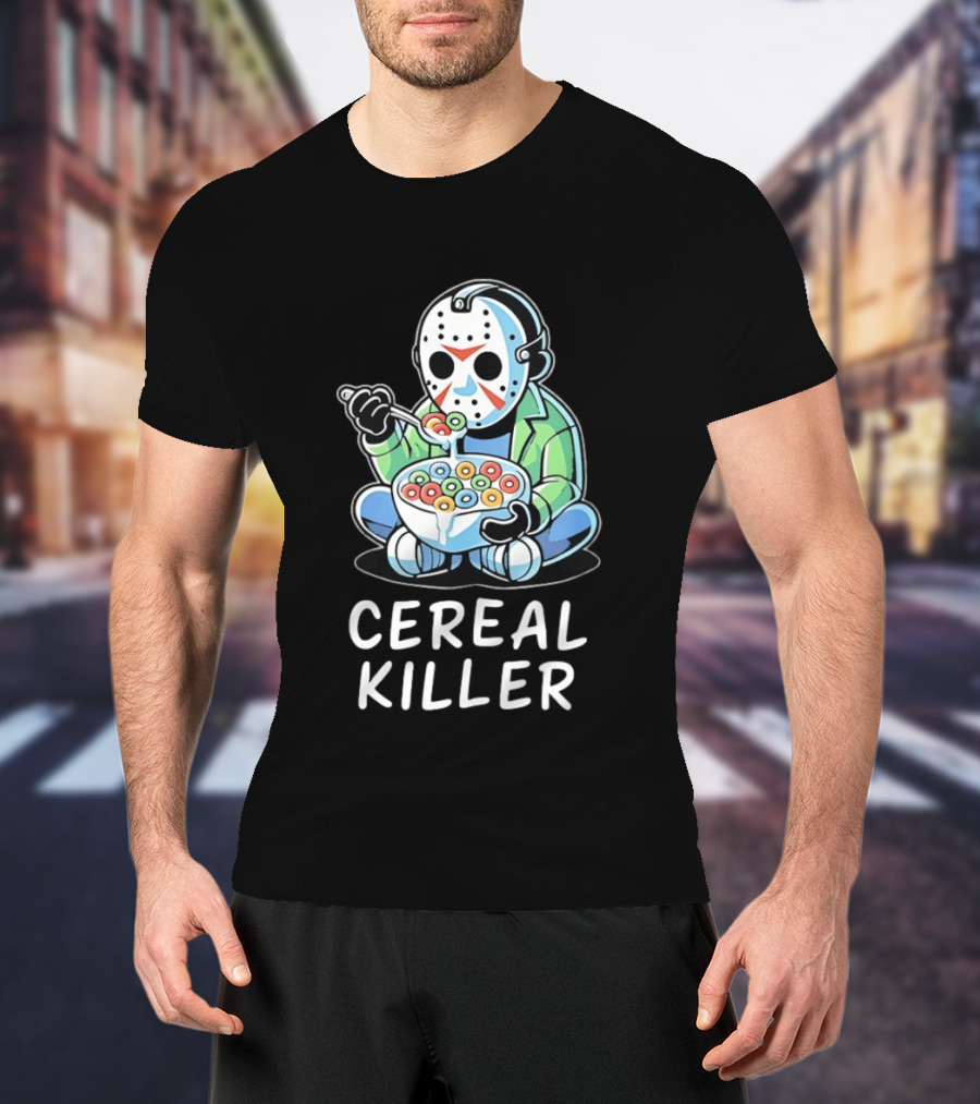 Jason Voorhees Eating Cereal Cereal Killer T-Shirt
