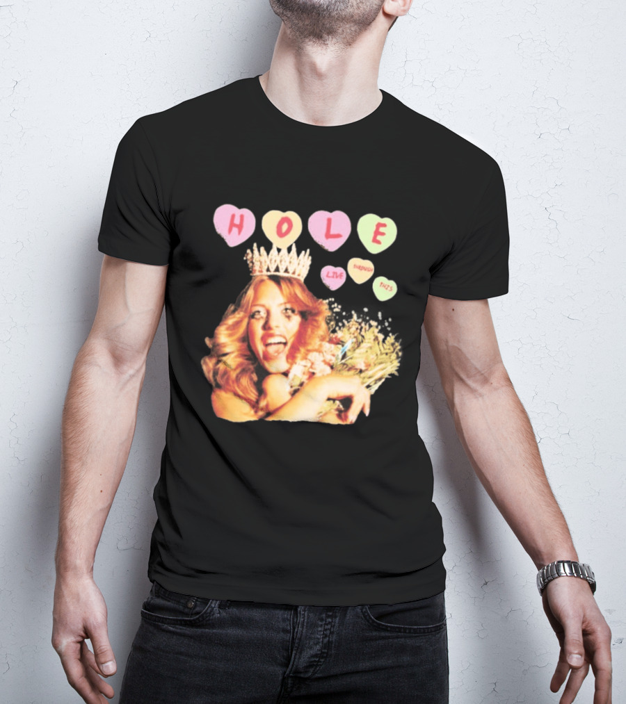 Hole Live Through This Candies Heart Vintage Style Crown And Flowers T-Shirt