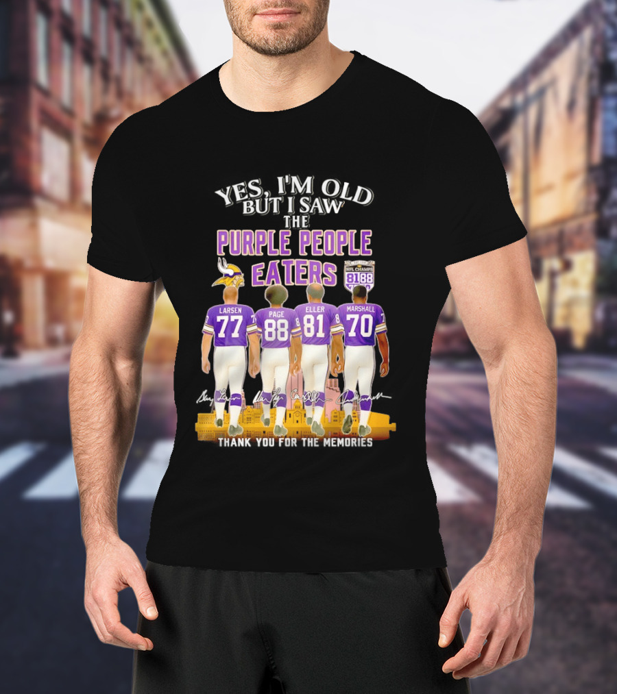 Minnesota Vikings Purple People Eaters NFL Champs City Skyline Marshall Eller Page Larsen T-Shirt