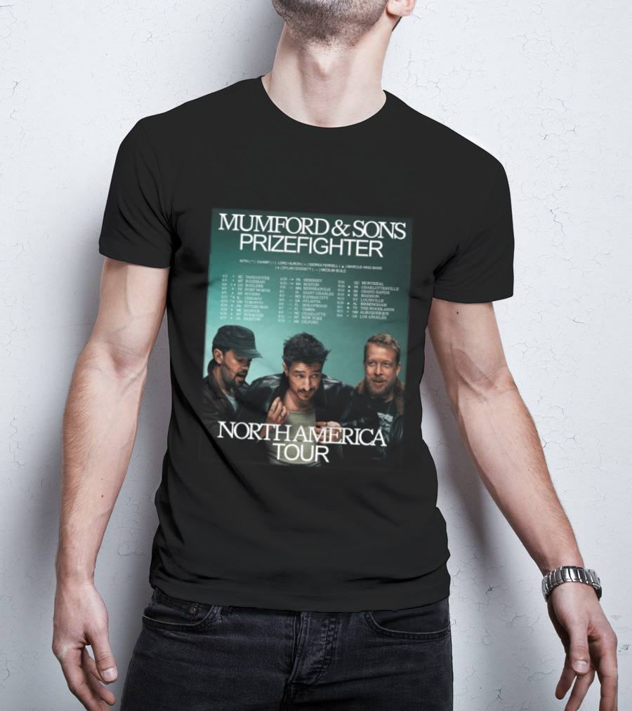Mumford And Sons Prizefighter North America Tour 2026 City Dates Vancouver Montreal Austin T-Shirt