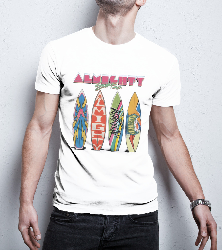 Almighty Surf Co Bold Colorful Surfboards T-Shirt