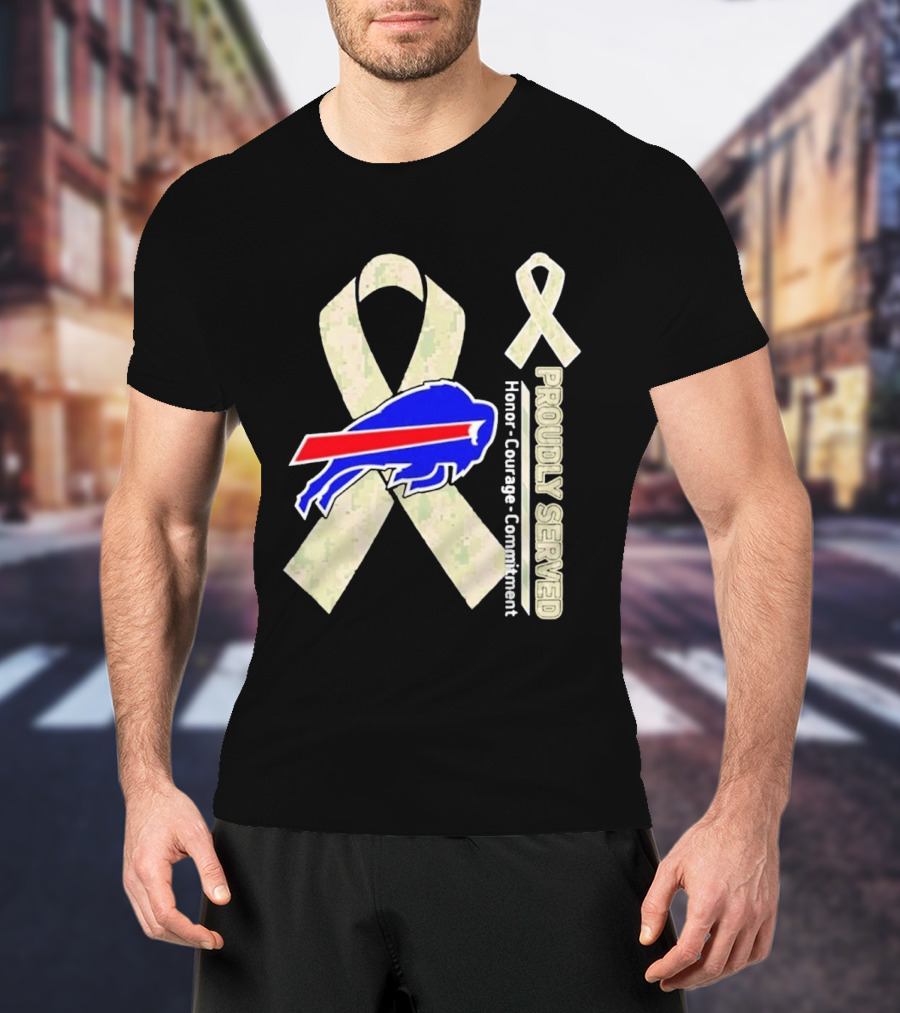 Buffalo Bills Support Honor Courage Commitment Ribbon T-Shirt