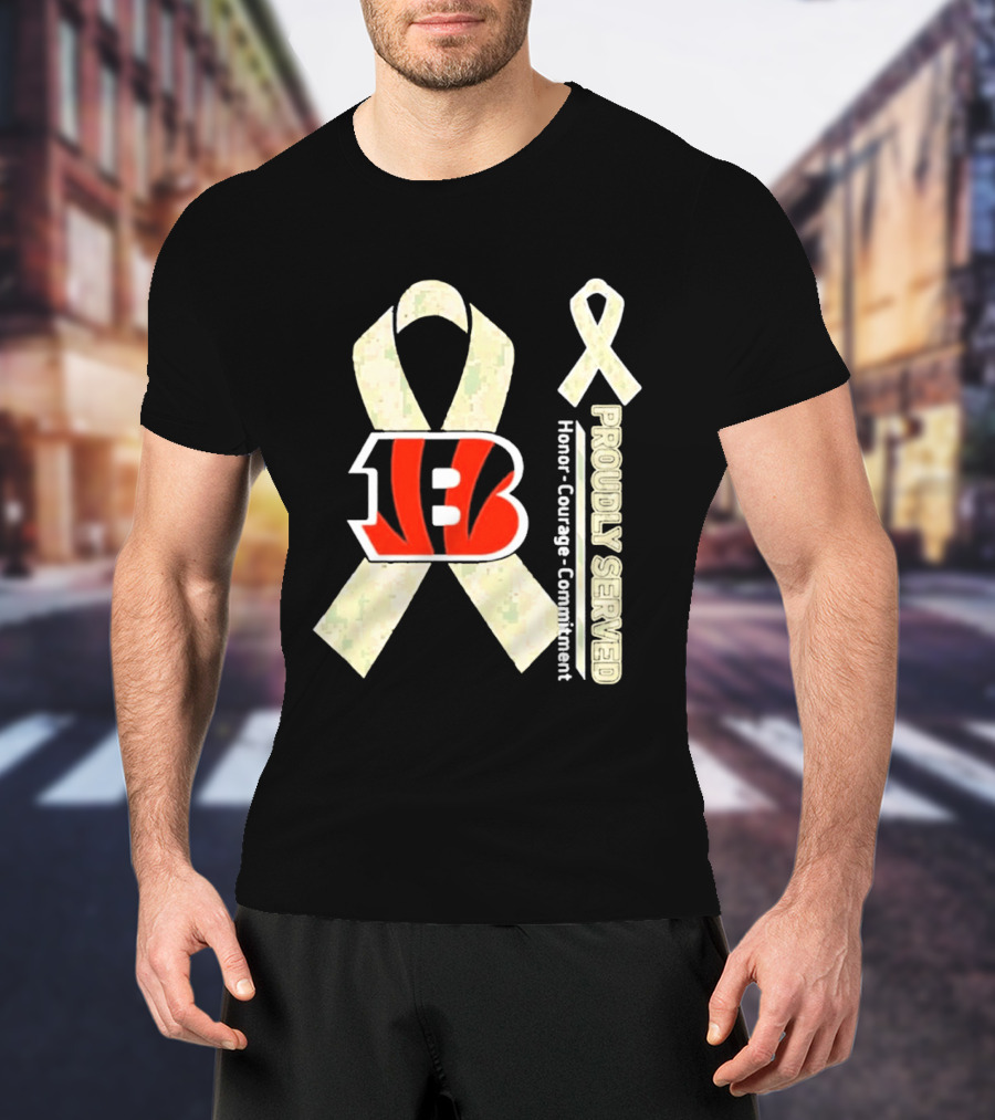 Cincinnati Bengals Honor Courage Commitment Proudly Served Ribbon T-Shirt
