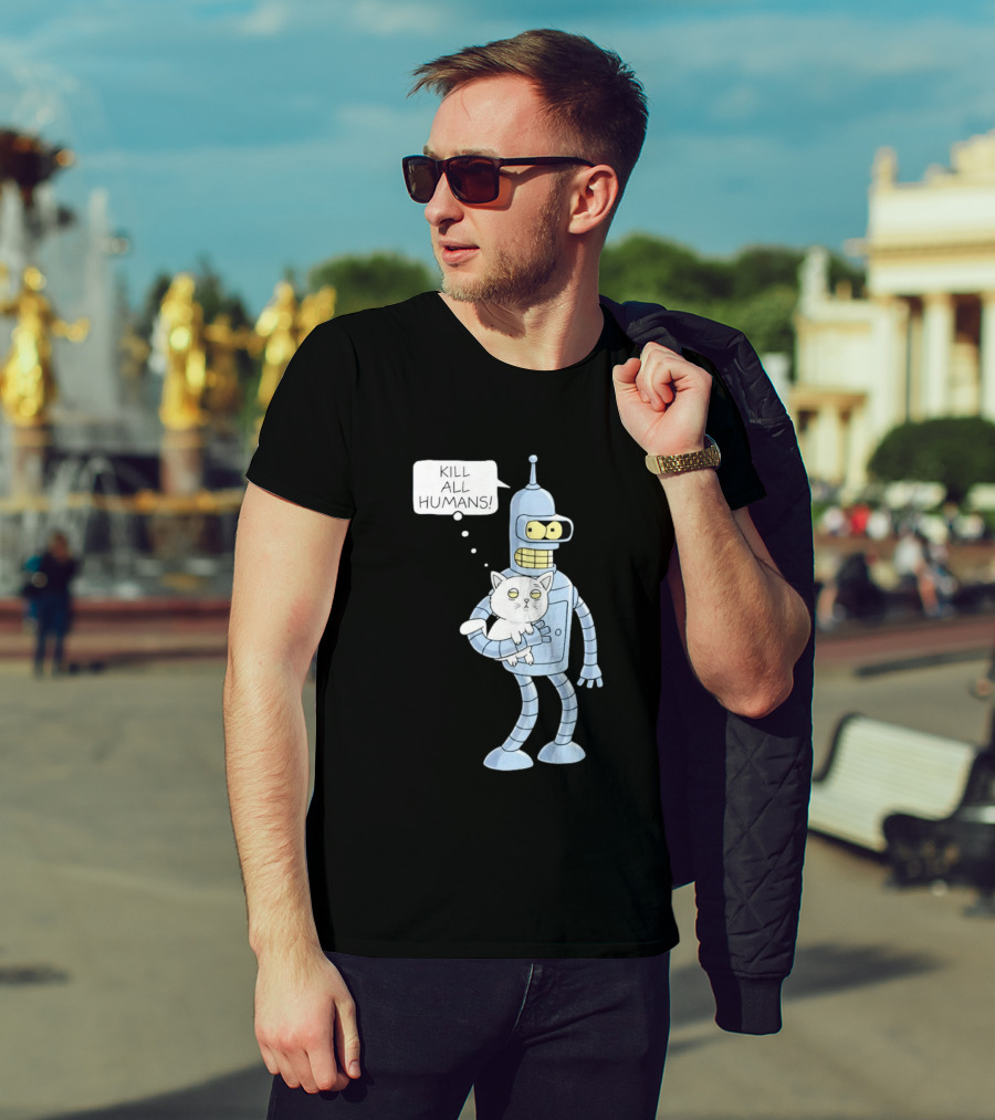 Kill All Humans Bender Cat T-Shirt
