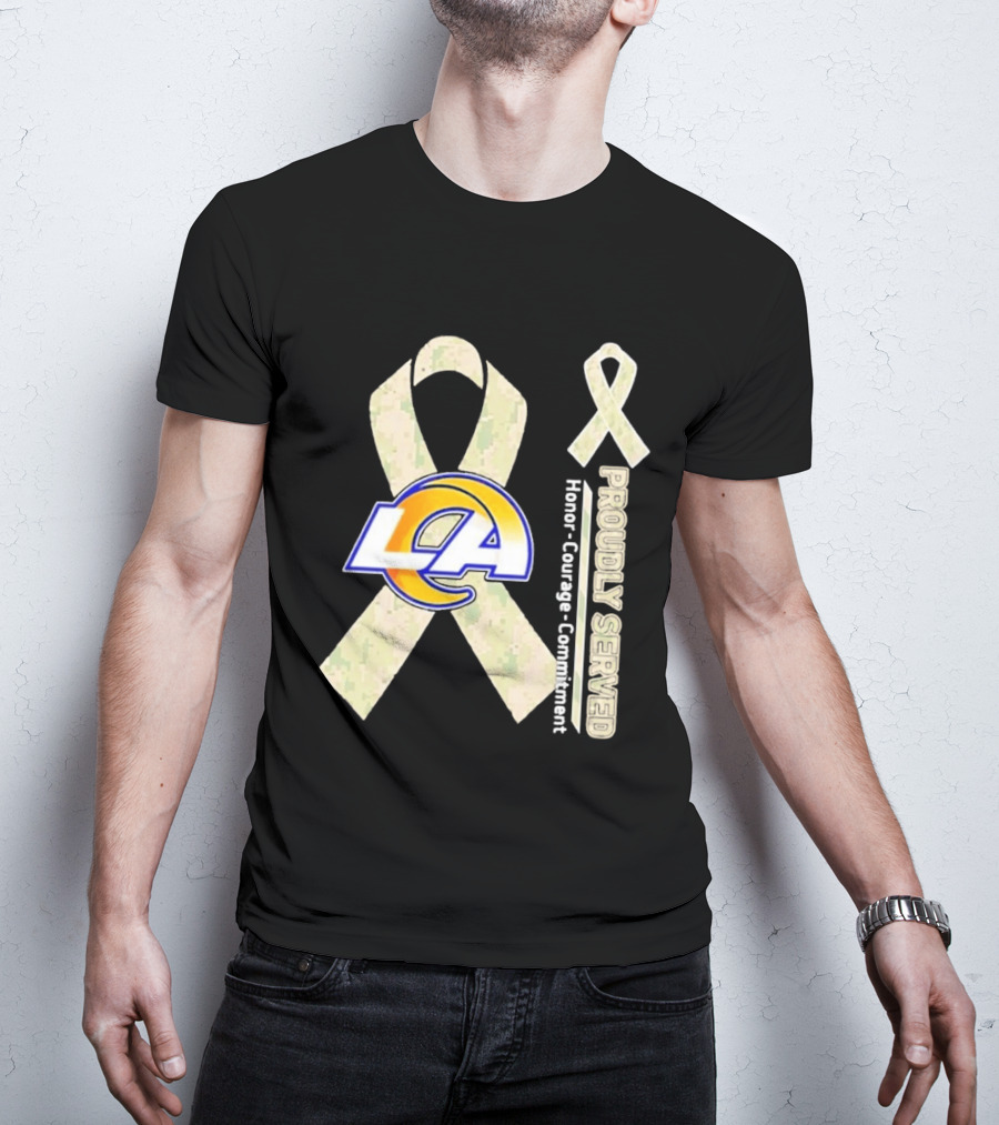 Los Angeles Rams Proudly Served Honor Courage Commitment Ribbon T-Shirt