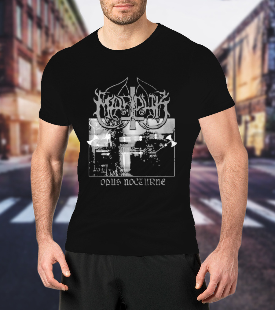 Marduk Opus Nocturne Album Cover With Cross And Inverted Pentagram T-Shirt