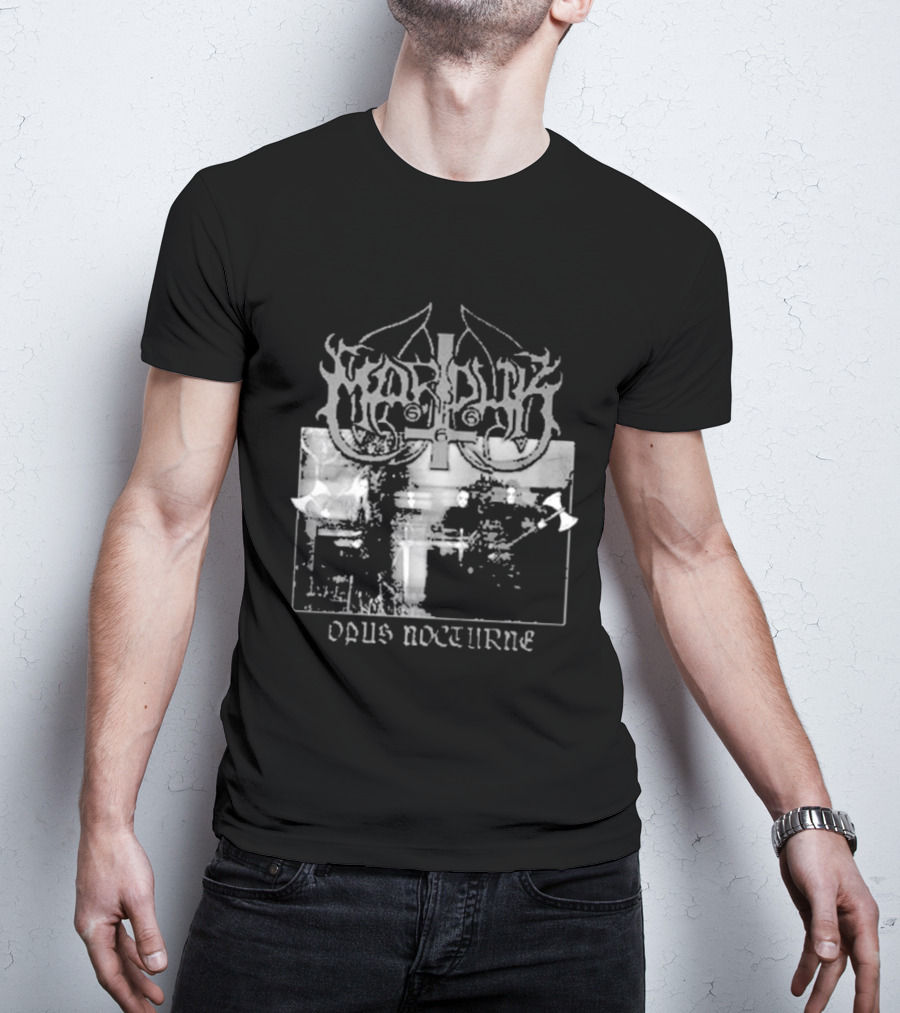 Marduk Opus Nocturne Album Cover With Cross And Inverted Pentagram T-Shirt