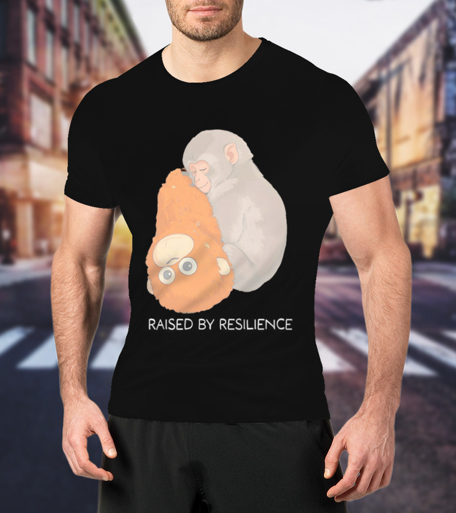 Monkey Cuddling Teddy Raised By Resilience T-Shirt