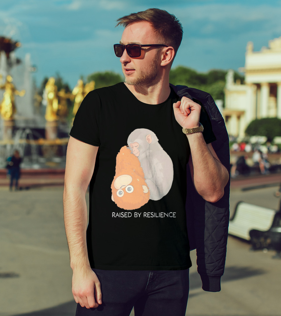 Monkey Cuddling Teddy Raised By Resilience T-Shirt