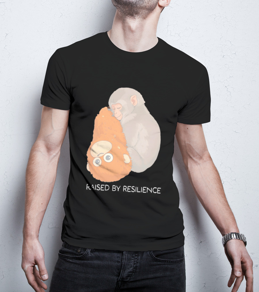Monkey Cuddling Teddy Raised By Resilience T-Shirt