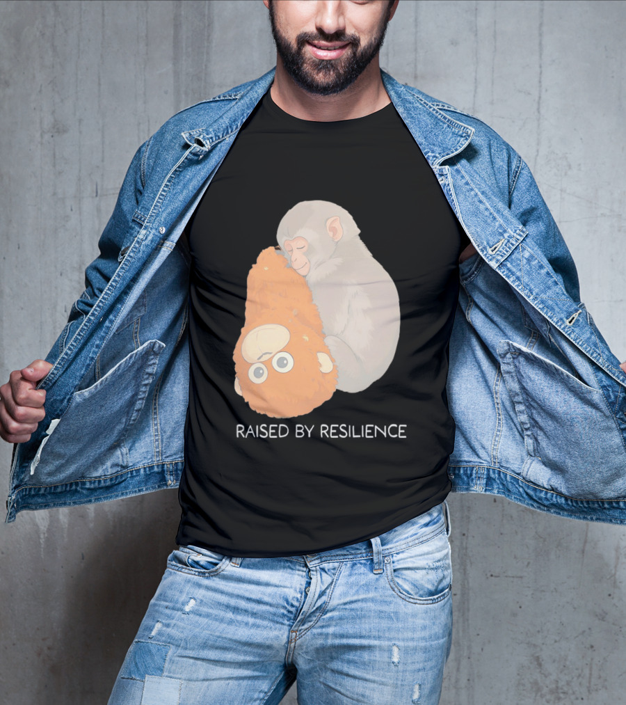 Monkey Cuddling Teddy Raised By Resilience T-Shirt