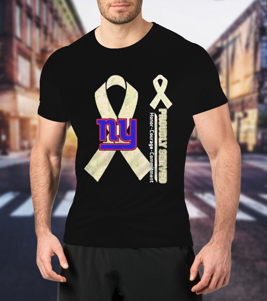 New York Giants NY Ribbon Honor Courage Commitment Proudly Served T-Shirt