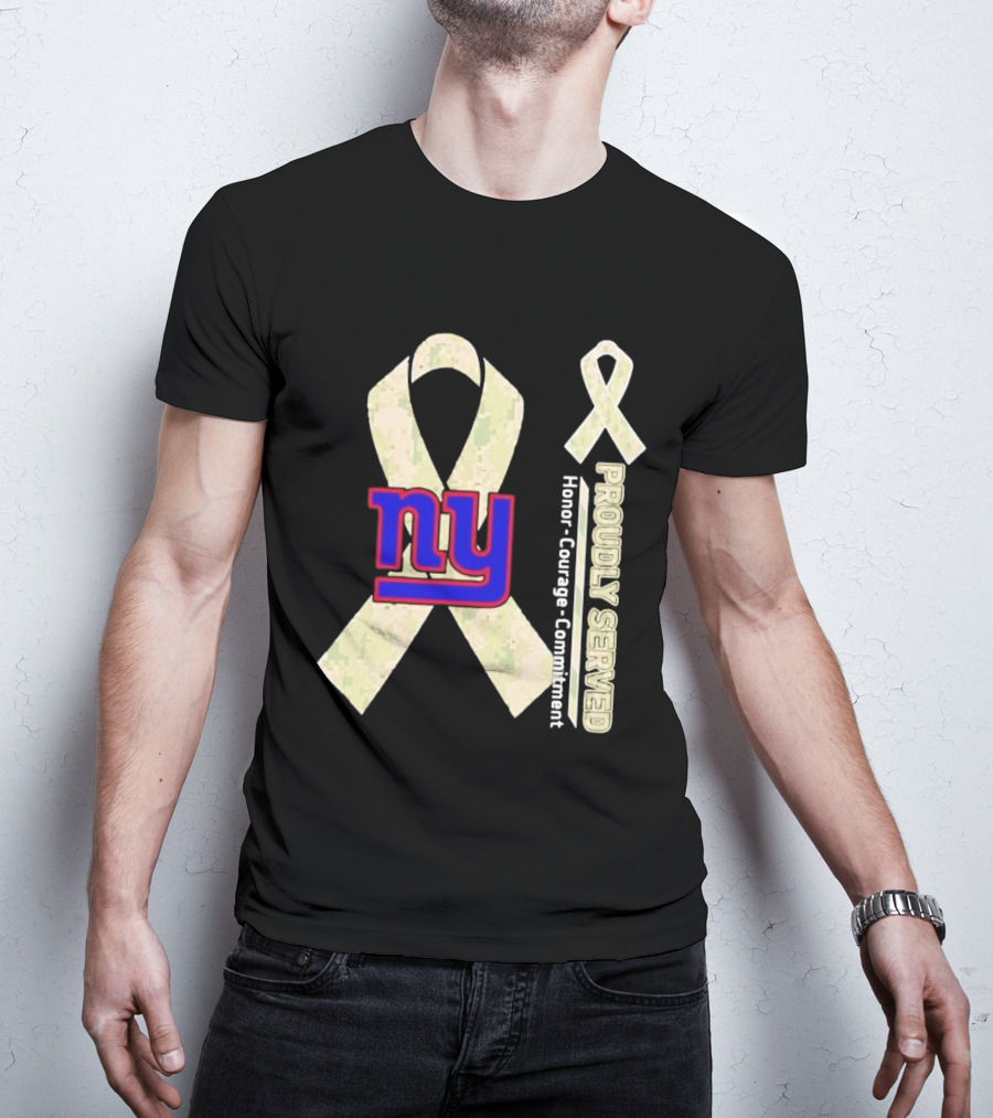 New York Giants NY Ribbon Honor Courage Commitment Proudly Served T-Shirt