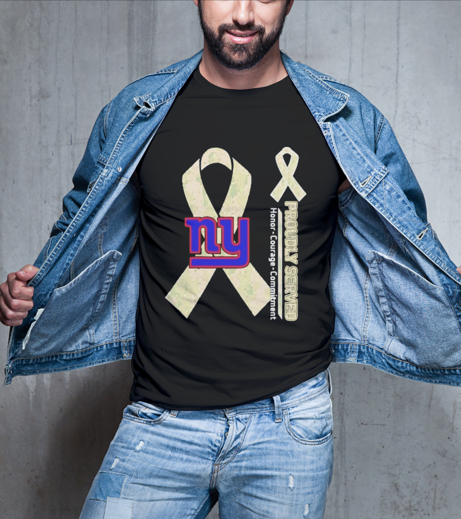 New York Giants NY Ribbon Honor Courage Commitment Proudly Served T-Shirt