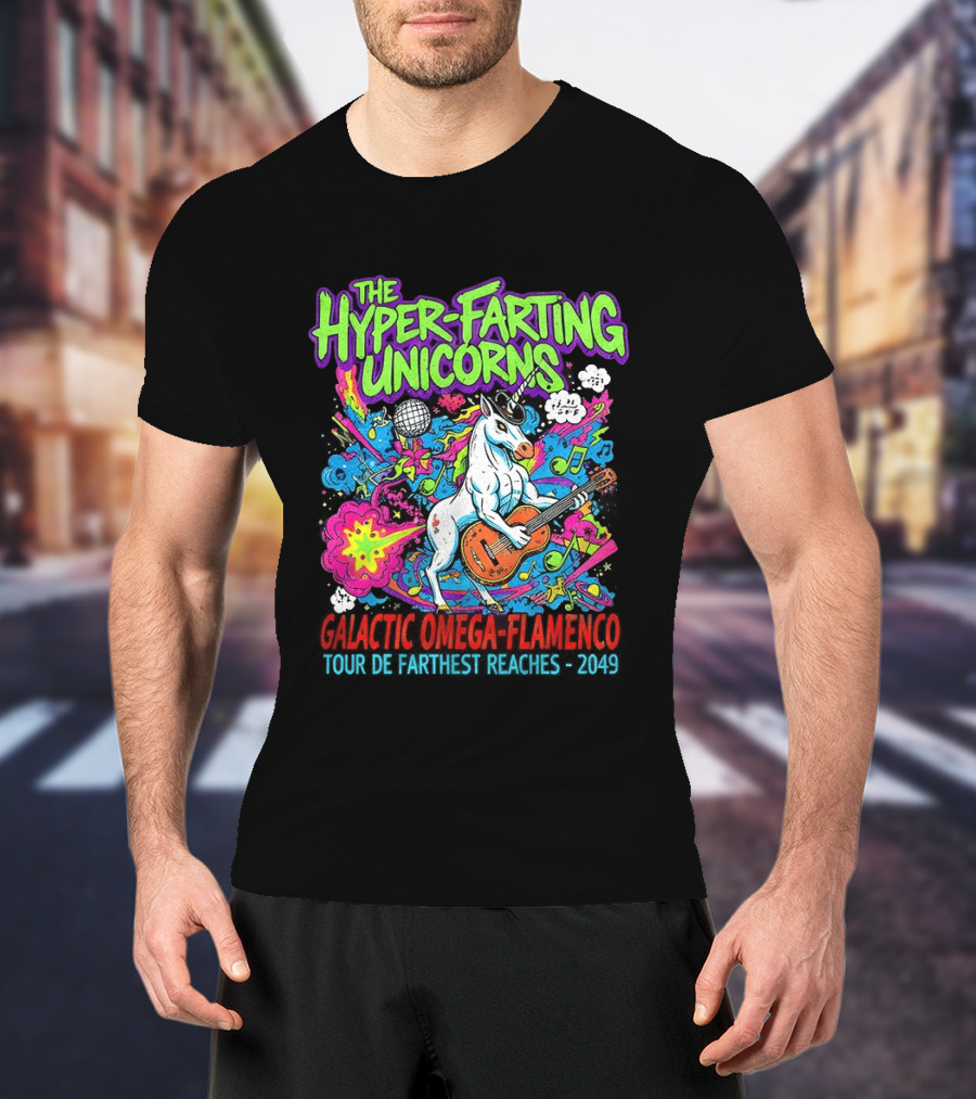 The Hyper Farting Unicorns Galactic Omega Flamenco Tour De Farting Rockers 2019 T-Shirt