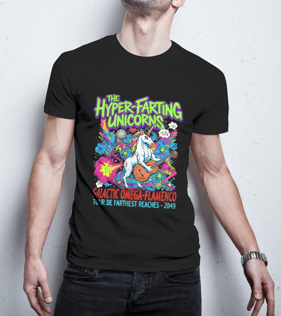 The Hyper Farting Unicorns Galactic Omega Flamenco Tour De Farting Rockers 2019 T-Shirt