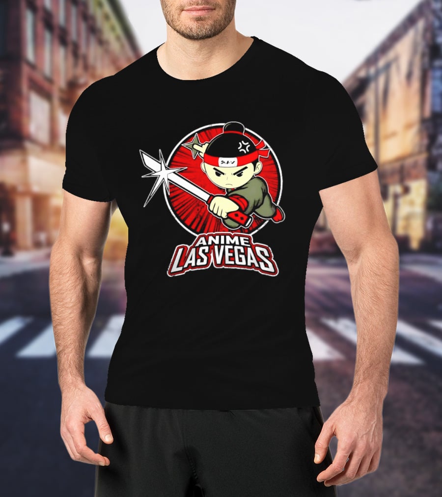 Anime Las Vegas Ninja Warrior With Sword And Headband T-Shirt