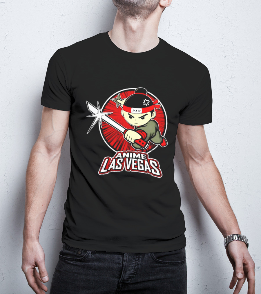 Anime Las Vegas Ninja Warrior With Sword And Headband T-Shirt