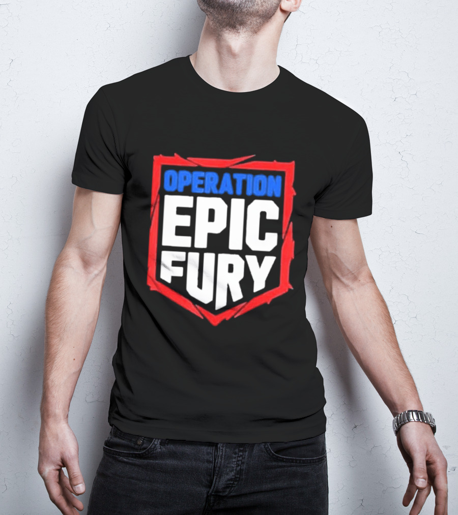 Operation Epic Fury Bold Patriotic Text Shield T-Shirt