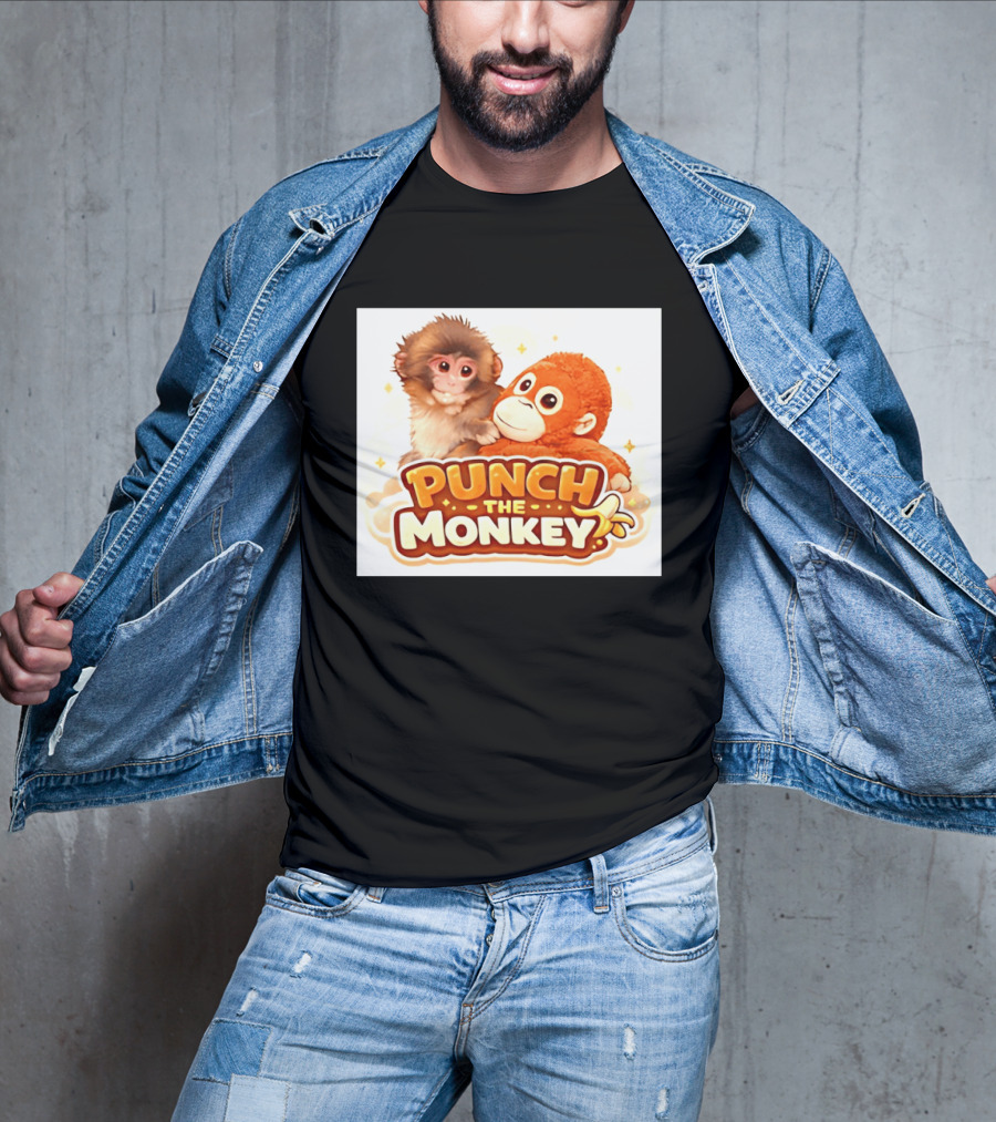 Punch The Monkey Hugging Stuffed Toy Monkey T-Shirt