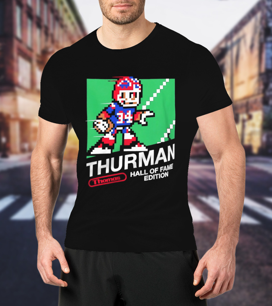 Thurman 34 Hall Of Fame Edition Buffalo Bills Pixel Art Retro Football T-Shirt